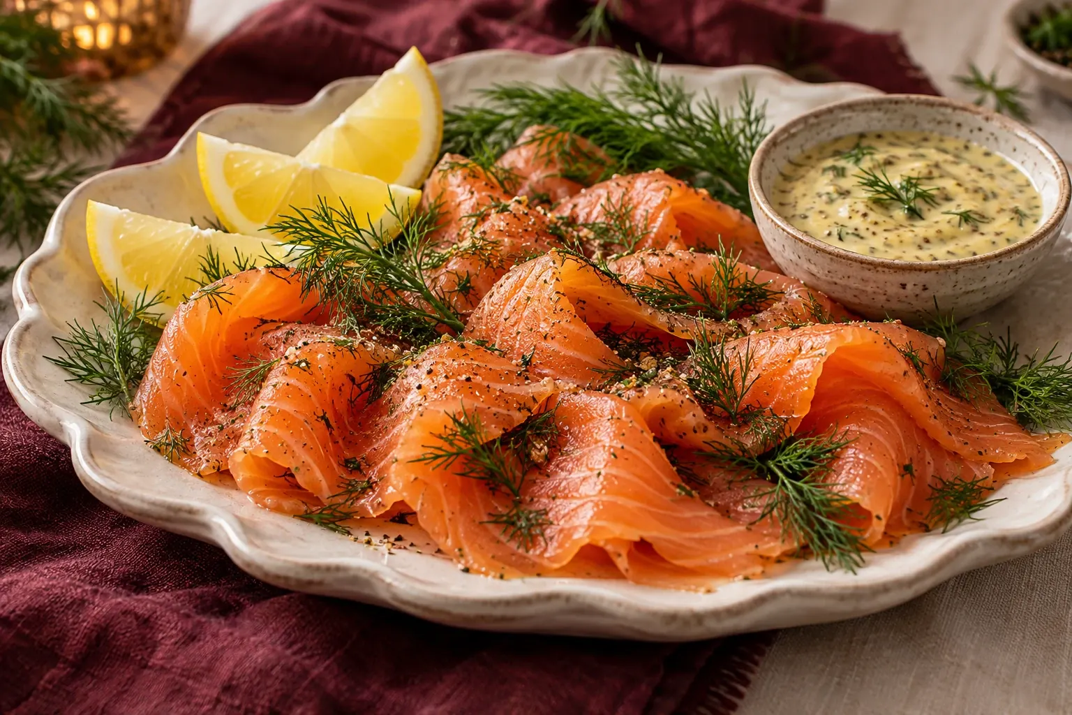 Gravad lax med dill och hovmästarsås